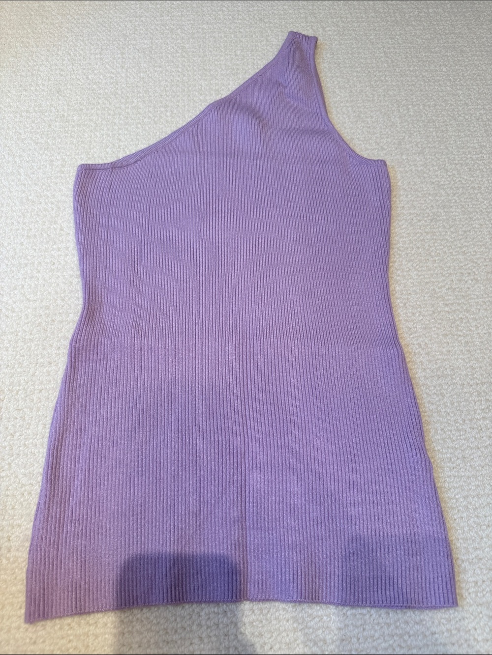 One-Shoulder Ribbed Tank Top in Lavender